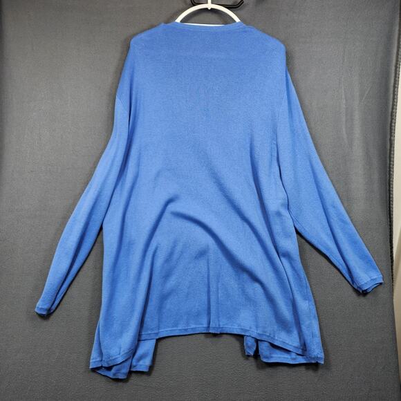 J Jill Womens Cardigan 4X Cornflower Blue Open Front Long Line Pockets $89 NEW - Picture 2 of 16